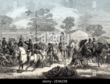 Inizio della spedizione Burke and Wills, Royal Park, Melbourne, il 20 agosto 1860 Foto Stock