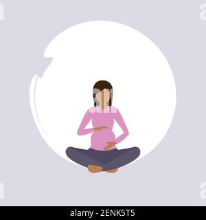 donna incinta che fa yoga esercizio sano stile di vita fitness disegno vettore Illustrazione EPS10 Illustrazione Vettoriale