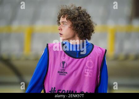 BRUGGE, BELGIO - FEBBRAIO 25: Maxim De Cuyper del Club Brugge durante la partita UEFA Europa League tra il Club Brugge e il FC Dynamo Kyiv a Jan Breyde Foto Stock