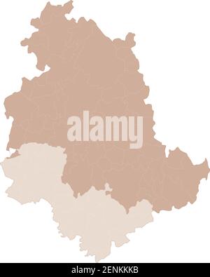 Mappa dell'Umbria, divisione per province e comuni. Poligoni chiusi e perfettamente modificabili, riempimento poligono e tracciati di colore modificabili a volontà. Livelli Illustrazione Vettoriale