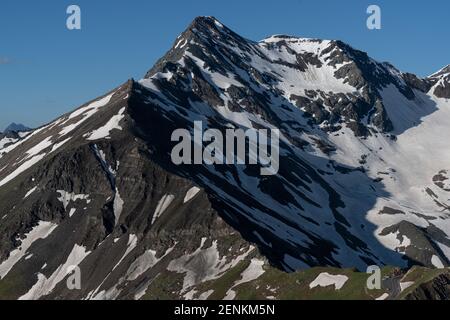 Pfandlscharte in Glocknergruppe gruppo di montagna al sole del mattino, Salisburgo, Austria Foto Stock