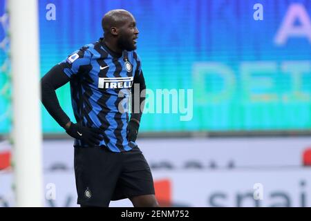 Milano, Italia. 14 febbraio 2021 . Romelu Lukaku del FC Internazionale durante la Serie A match tra FC Internazionale e SS Lazio. Foto Stock