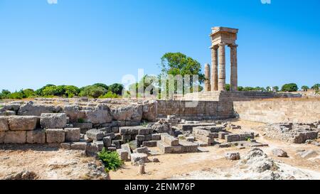 Rovine dell'antica città di Kamiros sull'isola di Rodi, Grecia Foto Stock