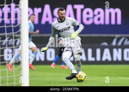 Milano, Italia. 14 febbraio 2021 . Samir Hananovic del FC Internazionale durante la Serie A match tra FC Internazionale e SS Lazio. Foto Stock