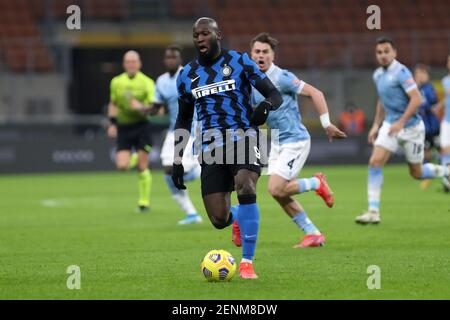 Milano, Italia. 14 febbraio 2021 . Romelu Lukaku del FC Internazionale durante la Serie A match tra FC Internazionale e SS Lazio. Foto Stock