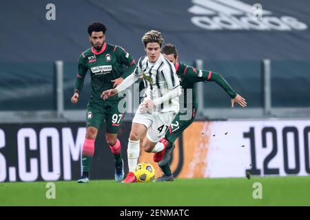 Torino, 22 febbraio 2021. Nicolo Fagioli della Juventus FC durante la Serie A match tra Juventus FC e FC Crotone Foto Stock