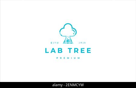 Illustrazione del vettore di disegno del logo di laboratorio ad albero Foto Stock