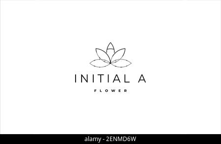 Lettera A Flower Line disegno minimo del logo Foto Stock