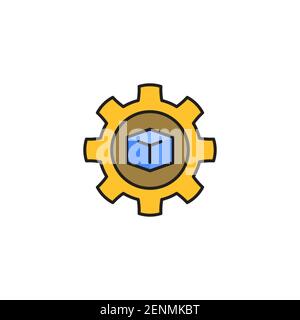 Icona del concetto di sviluppo del prodotto, colore, linea, segno vettoriale del contorno, pittogramma di stile lineare isolato su bianco. Simbolo, illustrazione del logo Illustrazione Vettoriale