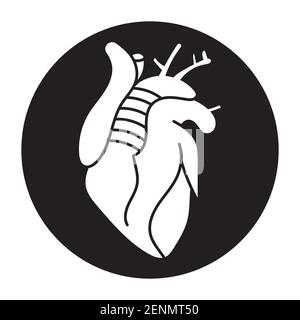 Arrotondata un'icona vettoriale per gli organi interni del cuore umano per le applicazioni o sito web Illustrazione Vettoriale