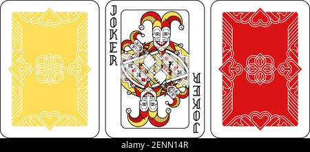 Giocare a Card Joker e Indietro Rosso giallo e Nero Illustrazione Vettoriale