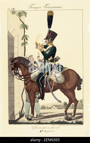 cavalier du 4e régiment de chasseurs à cheval sous le Premier Empire Foto Stock