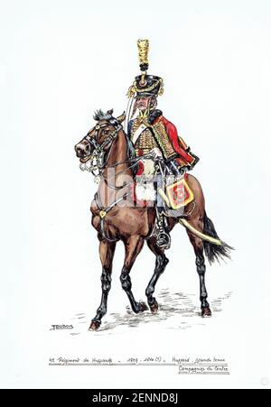 cavalier du 4e régiment de hussars 1807 - 1810 Foto Stock