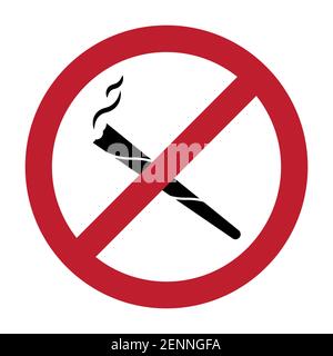 Divieto di fumare marijuana o cannabis fumo divieto icona piatta Illustrazione Vettoriale