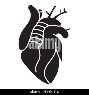 Icona piatta degli organi interni del cuore umano per applicazioni o siti Web Illustrazione Vettoriale