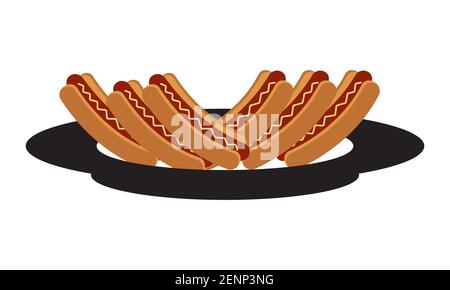 Pane hotdog o hot dog su piatto vettore icona per applicazioni e siti web Illustrazione Vettoriale