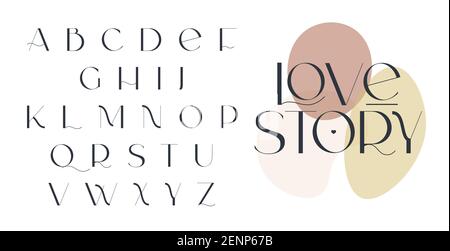 Moderno sans serif carattere di eleganza. Font per matrimoni minimal classico ad alto contrasto. Solo in maiuscolo. Illustrazione vettoriale. Illustrazione Vettoriale