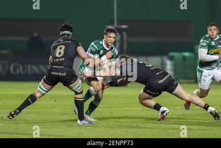 Treviso, Italia. 26 Feb 2021. Treviso, Italia, Stadio Monigo, 26 febbraio 2021, Edoardo Padovani durante Benetton Treviso vs Connacht Rugby - Rugby Guinness Pro 14 Match Credit: Alfio Guarise/LPS/ZUMA Wire/Alamy Live News Foto Stock