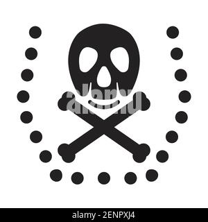 Icona del vettore piano crossbone/osso incrociato o cranio morte per applicazioni o siti web Illustrazione Vettoriale
