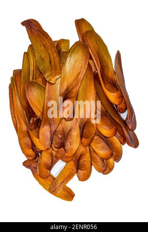 Un gruppo di Sapindales chiamato fiore di legno e semi su sfondo bianco, Meliaceae la famiglia di mogano che è una famiglia di piante in fiore di principalmente tre Foto Stock