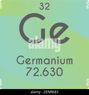 GE Germanium metalloid Schema di illustrazione vettoriale dell'elemento chimico, con numero atomico e massa. Design piatto a gradiente semplice per l'istruzione, il laboratorio Illustrazione Vettoriale