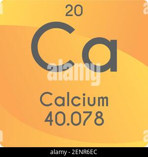 CA calcio alcalino terroso metallo chimico elemento grafico vettoriale, con numero atomico e massa. Design piatto a gradiente semplice per l'istruzione, Illustrazione Vettoriale