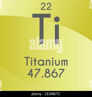 Ti Titanium Transition Metal diagramma di illustrazione vettoriale dell'elemento chimico, con numero atomico e massa. Design piatto a gradiente semplice per l'istruzione, il laboratorio Illustrazione Vettoriale