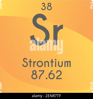 SR Stronzio Alkaline Earth Metal diagramma vettoriale dell'elemento chimico, con numero atomico e massa. Design piatto a gradiente semplice per l'istruzione Illustrazione Vettoriale