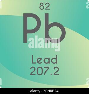 PB Lead Post Transition Metal diagramma di illustrazione vettoriale dell'elemento chimico, con numero atomico e massa. Design piatto a gradiente semplice per l'istruzione Illustrazione Vettoriale