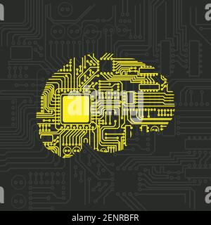 Modello di sicurezza cerebrale digitale Illustrazione Vettoriale