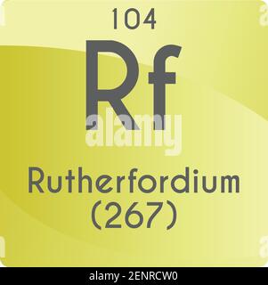RF ruterfordium Transition Metal diagramma di illustrazione vettoriale dell'elemento chimico, con numero atomico e massa. Design piatto a gradiente semplice per l'istruzione Illustrazione Vettoriale