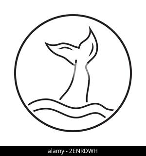 Code di balene o icona d'arte della coda della sirena per le app o sito web Illustrazione Vettoriale