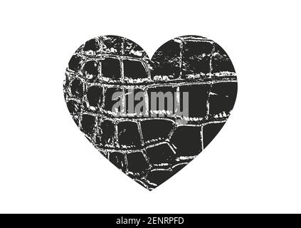 Cuore isolato afflico con texture della pelle di serpente. Elemento per biglietto di auguri, San Valentino, matrimonio. Concetto creativo. Illustrazione vettoriale Illustrazione Vettoriale