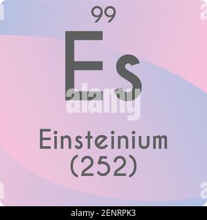 Es Einsteinium Actinoid diagramma di illustrazione vettoriale dell'elemento chimico, con numero atomico e massa. Design piatto a gradiente semplice per l'istruzione, il laboratorio Illustrazione Vettoriale
