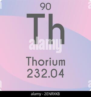 Th Torio Actinoide diagramma di illustrazione vettoriale dell'elemento chimico, con numero atomico e massa. Design piatto a gradiente semplice per l'istruzione, il laboratorio e la scienza Illustrazione Vettoriale