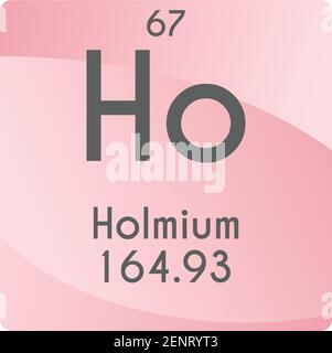 Ho lantanide di olmio diagramma di illustrazione vettoriale dell'elemento chimico, con numero atomico e massa. Design piatto a gradiente semplice per l'istruzione, il laboratorio Illustrazione Vettoriale