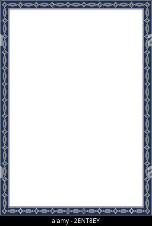 Cornice fotografica labirintica con contorno ondulato e colori antichi su sfondo bianco isolato. Motivo a labirinto per il bordo di una foto o di una lettera. Illustrazione Vettoriale