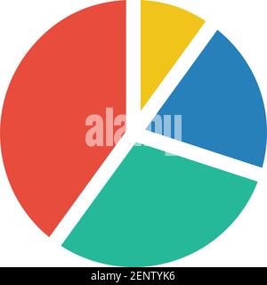 Icona grafico a torta simbolo vettoriale per dati e report in un'illustrazione a colori piatto Illustrazione Vettoriale