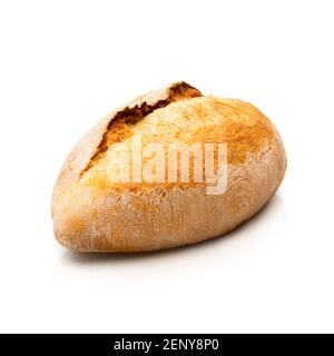 Pane tostato con crusche. Isolato su sfondo bianco. Vista dall'alto Foto Stock