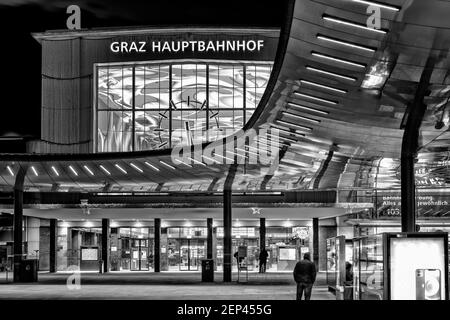 Grazer Hauptbahnhof (stazione centrale di Graz) Foto Stock