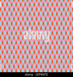 3d cubo poligono motivo prospettiva in arancione blu rosa per sfondo, web on-line uso Illustrazione Vettoriale
