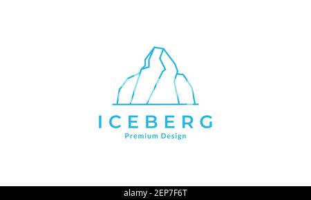 iceberg linee semplici blu logo disegno vettore icona simbolo grafico illustrazione Illustrazione Vettoriale