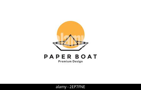 grafica simbolo icona vettoriale di disegno del logo origami di linee di barca di carta illustrazione Illustrazione Vettoriale