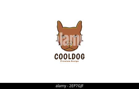 Animali domestici cane American Pit Bull testa Terrier colorato marrone illustrazione grafica del simbolo dell'icona vettoriale del logo Illustrazione Vettoriale