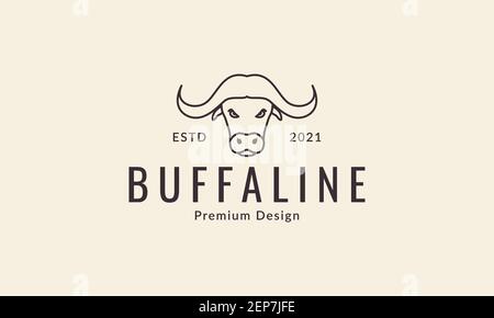 linee di testa di bufalo simbolo di icona vettoriale di disegno semplice forte di logo illustrazione grafica Illustrazione Vettoriale