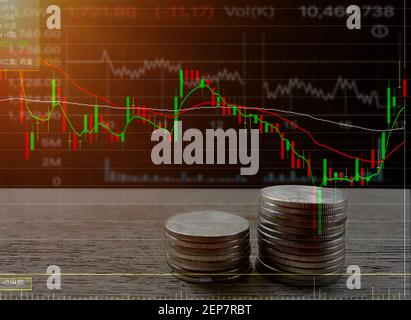 Finanza astratta background.Stock mercato o forex trading grafico e candlestick grafico adatto per il concetto di investimento finanziario. Trend economici arretrati Foto Stock