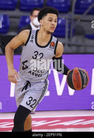 Barcellona, Spagna. 26 Feb 2021. Matthew Strazel durante la partita tra FC Barcelona e ASVEL Lyon-Villeurbanne, corrispondente alla settimana 26 dell'Eurolega, disputata al Palau Blaugrana, a Barcellona il 26 febbraio 2020. Photo JGS/Cordon Press Credit: CORDON PRESS/Alamy Live News Foto Stock