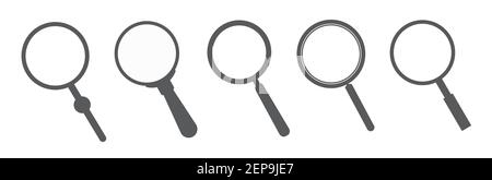 Set di icone della lente di ingrandimento. Set di segni di ingrandimento. Concetto di icona di ricerca per trovare persone da lavorare. Illustrazione Vettoriale