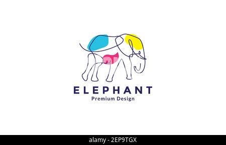 linee arte astratto animale elefante logo disegno vettore icona simbolo illustrazione Illustrazione Vettoriale