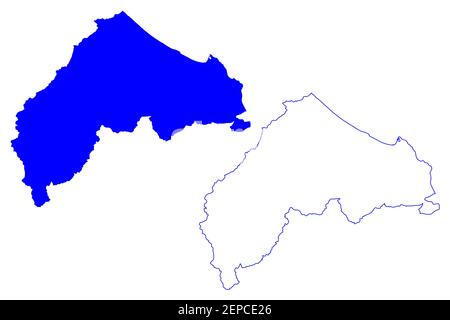 Provincia di Ancona (Italia, Repubblica Italiana, Marche o Regione Marche) mappa illustrazione vettoriale, abbozzamento carta Provincia di Ancona Illustrazione Vettoriale